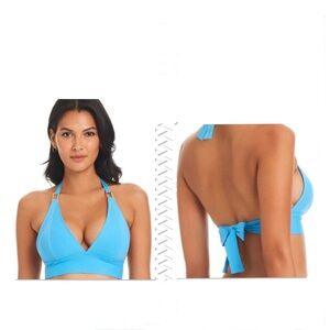 Bleu Rod Beattie Turquoise Halter Bikini Top Size 4